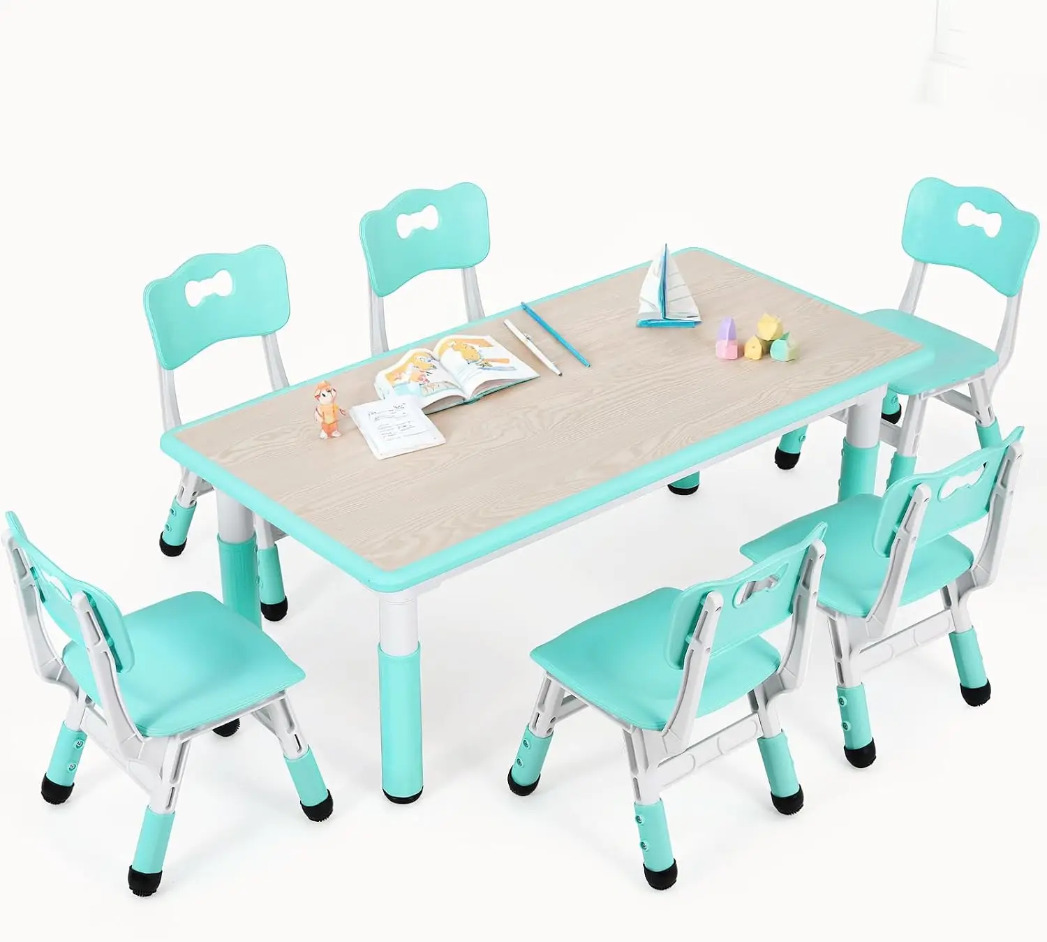 Art Craft For Preschool - Kids Table and 6 Chairs Set,