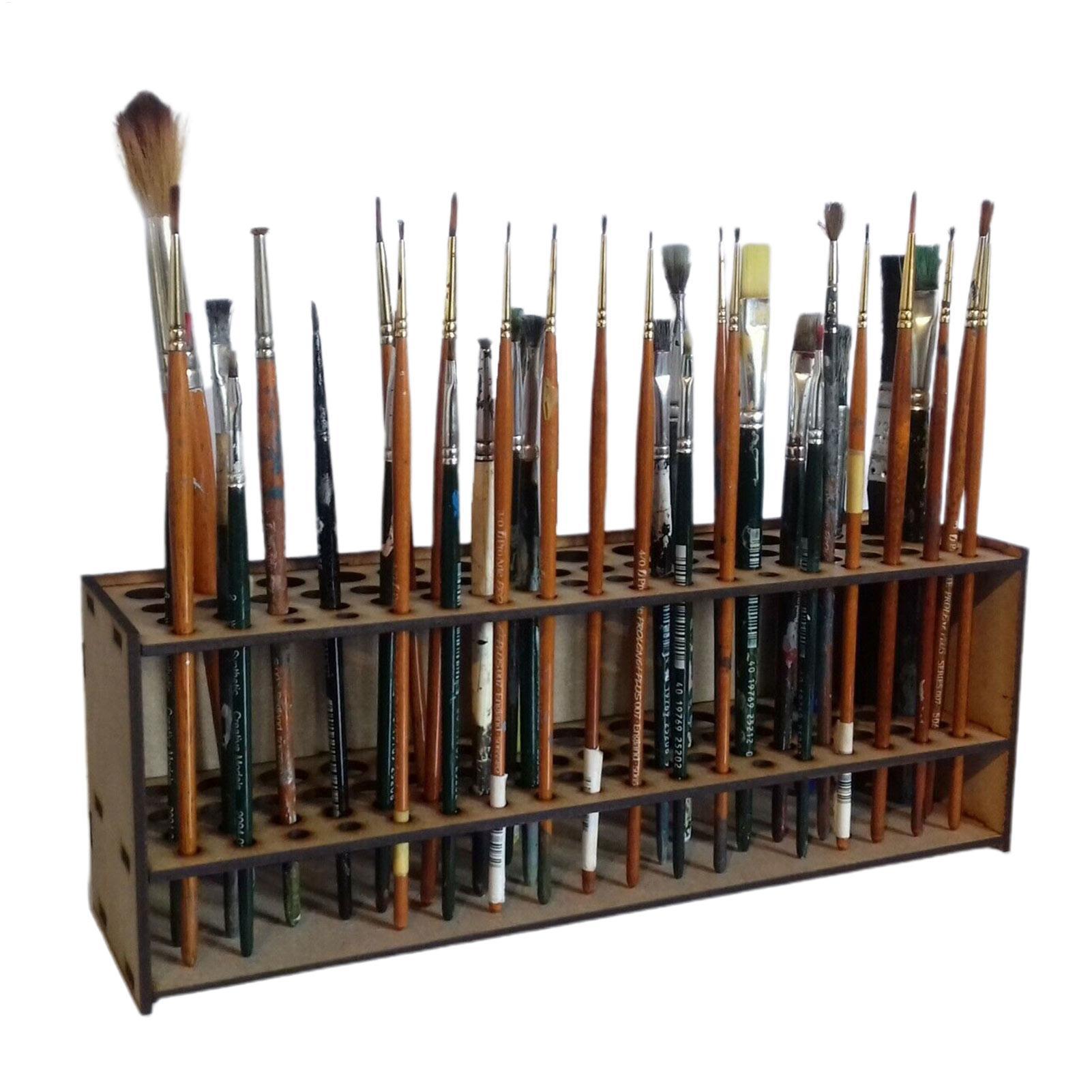 Art Craft Organizer - 67-Slot Premium Wooden Brush Holder -