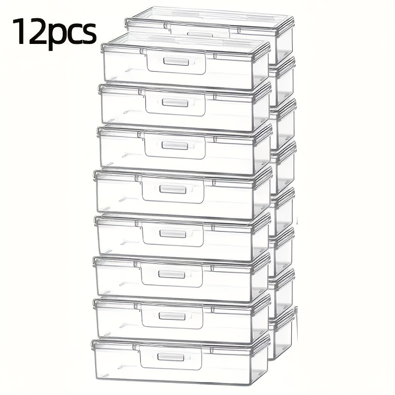 Art Craft Organizer - 12pcs Clear Plastic Storage Boxes with