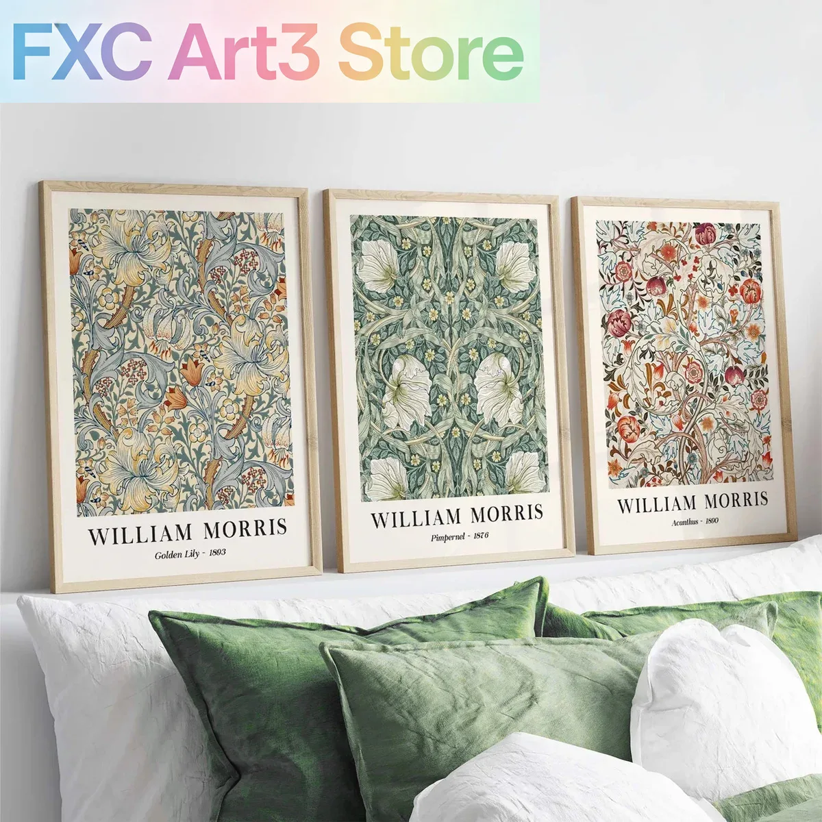 Art Craft William Morris - 3pcs/Set frameless Vintage Botanical Floral William