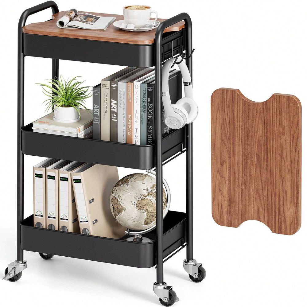 Art Craft Organizer - 3Tier Rolling Cart, Metal Utility Cart