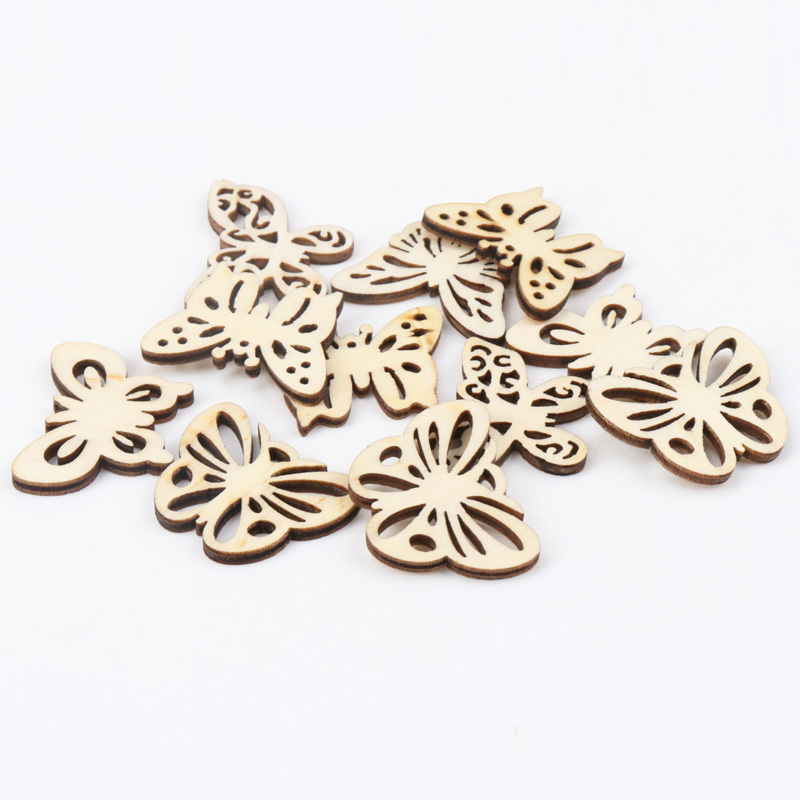 Art Craft Butterfly - Natual Butterfly Pattern Wooden Scrapbooking Art