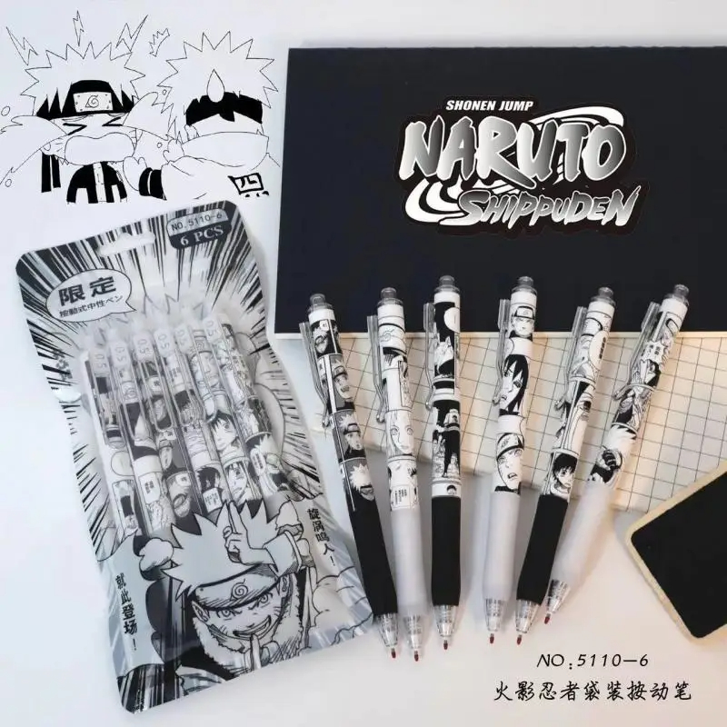 Calligraphy Pen Set - Naruto 6Pcs/set Gel Pen Anime Uchiha