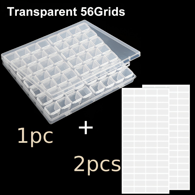 Art Craft Organizer - 56-Grid Transparent Diamond Painting Bead Storage