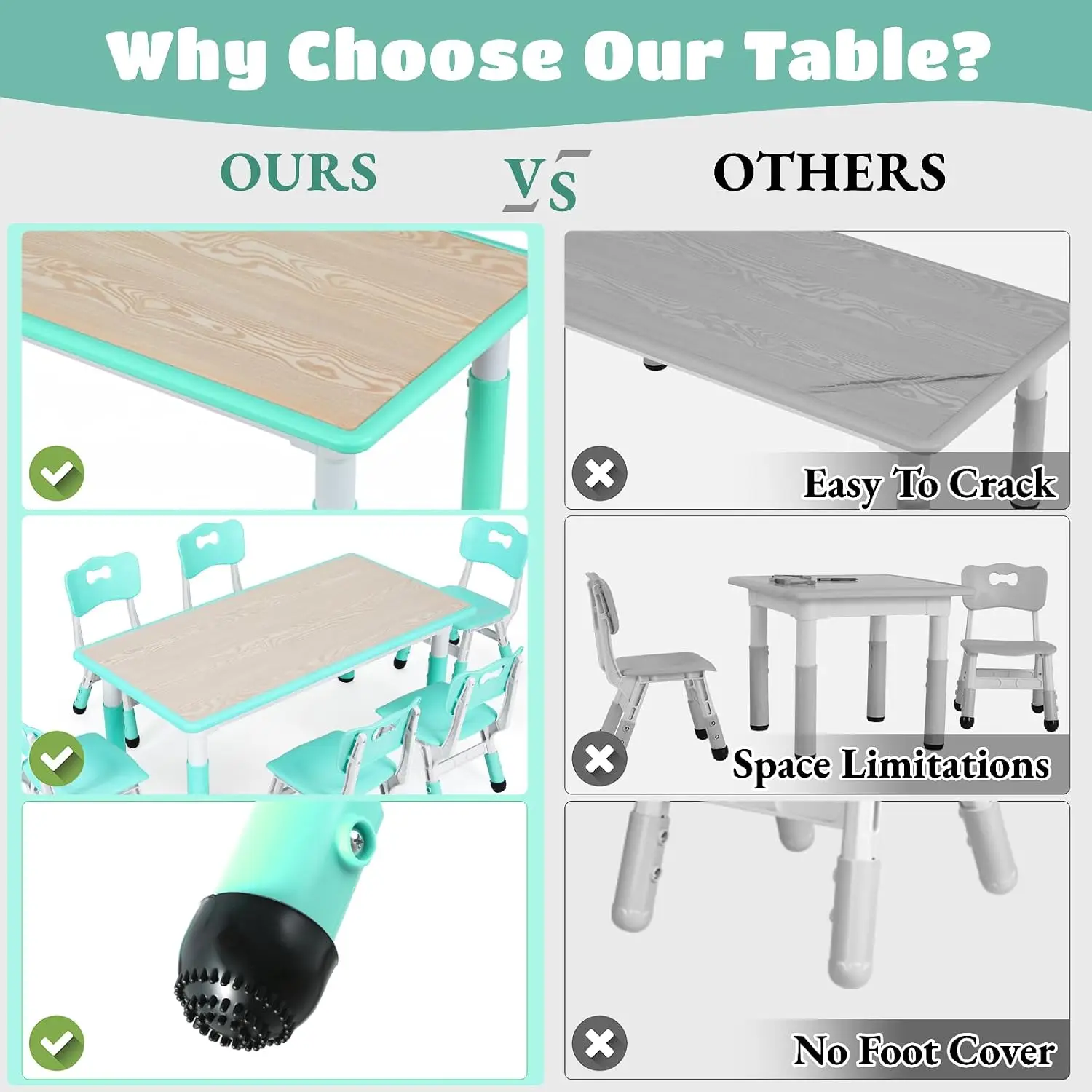 Kids Table and 6 Chairs Set, H - Art Craft For Preschool recension och pris