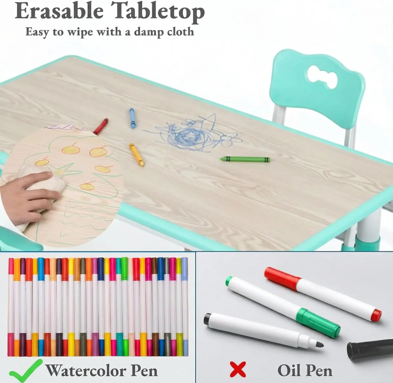 Kids Table and 6 Chairs Set, H - Art Craft For Preschool recension och pris