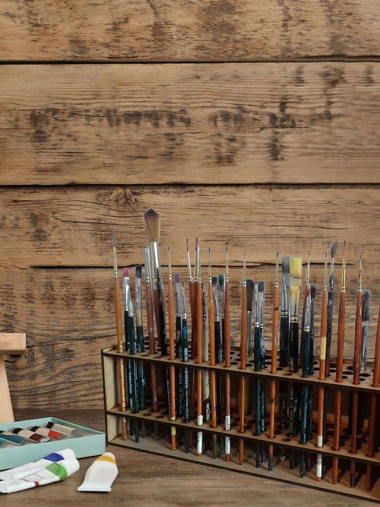 67-Slot Premium Wooden Brush H - Art Craft Organizer recension och pris