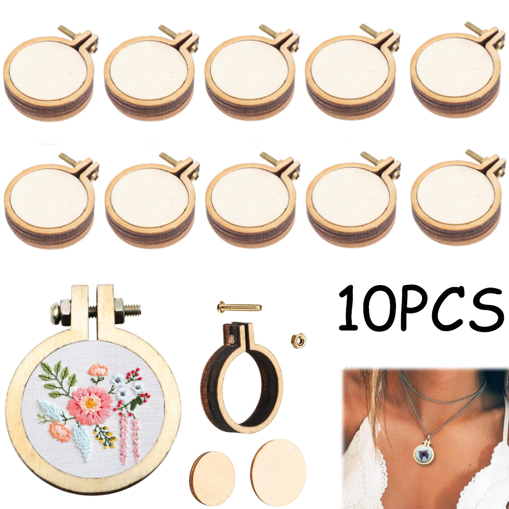 10Pcs/Set Wooden Mini Embroide - Embroidery Hoop Kit recension och pris