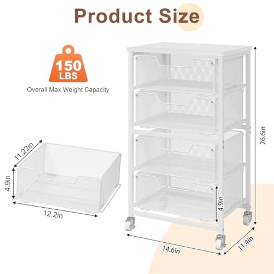 4-Drawer Rolling Storage Cart, - Art Craft Organizer recension och pris