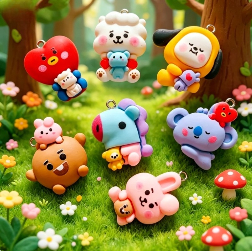 7pcs BT21 Resin Cartoon Charm  - Art Craft Making recension och pris