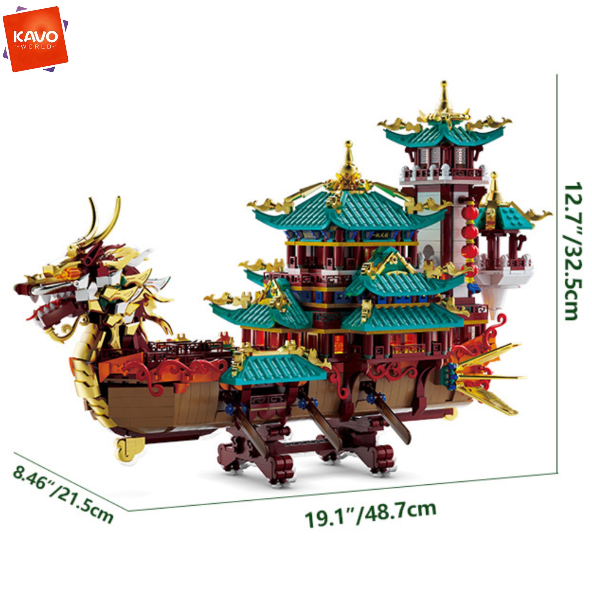 KAVOWORLD 2453pcs Dragon Boat  - Art Craft Meaning recension och pris