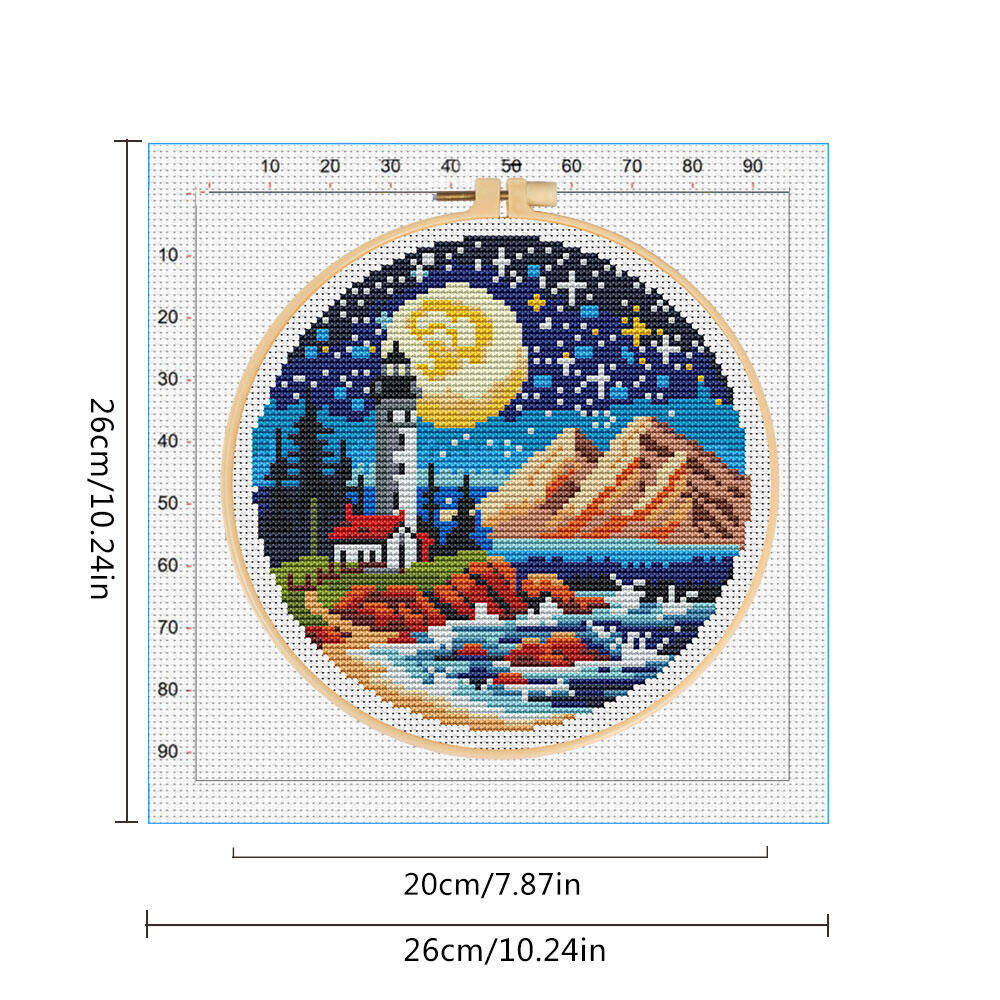 Cross Stitch Lighthouse Sea Mo - Embroidery Hoop Kit recension och pris
